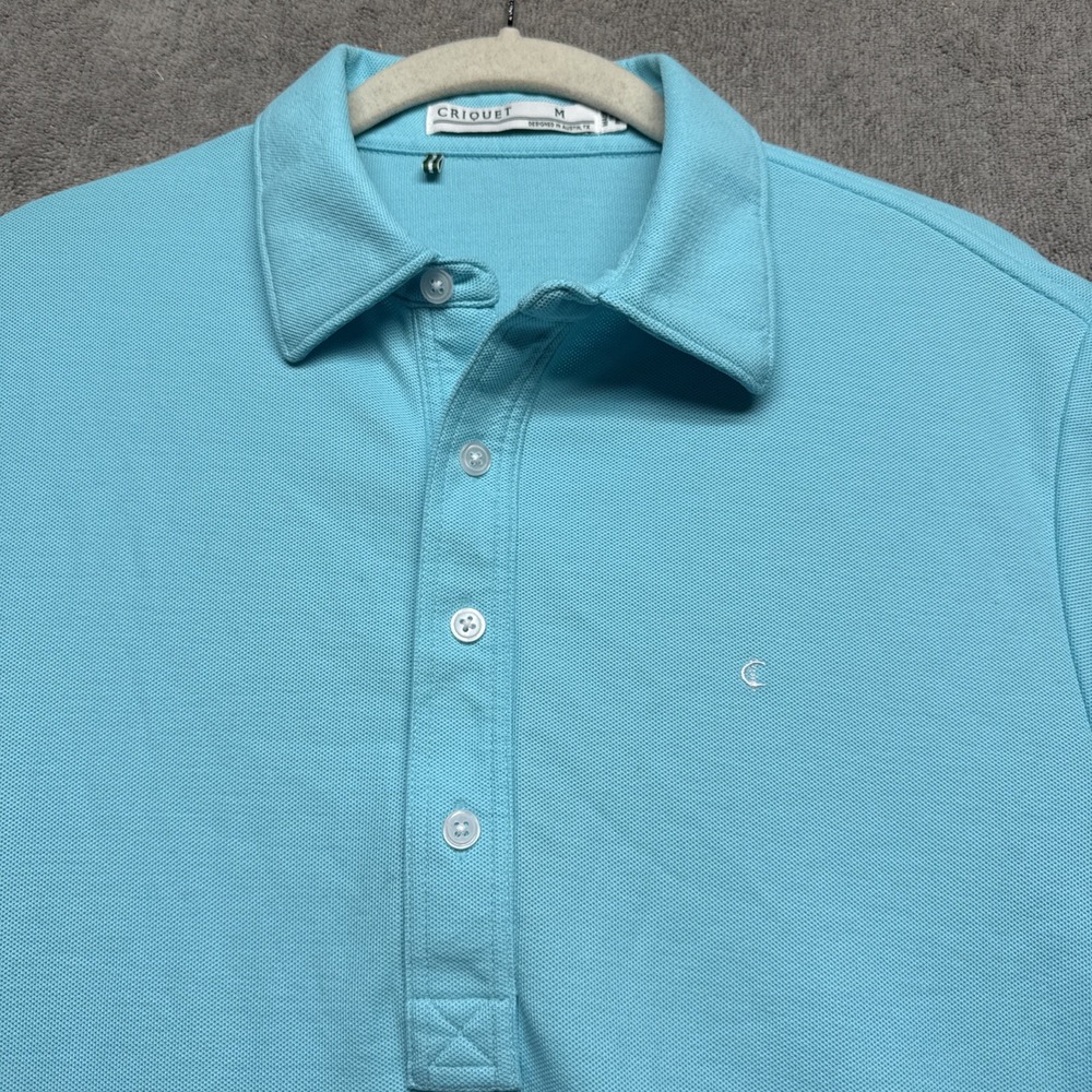 Criquet Men's Aqua Blue Pima Cotton Polo Shirt Medium Preppy Casual Golf